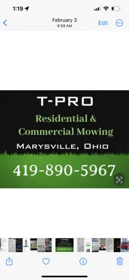T-PRO Residential and Commercial Mowing Logo