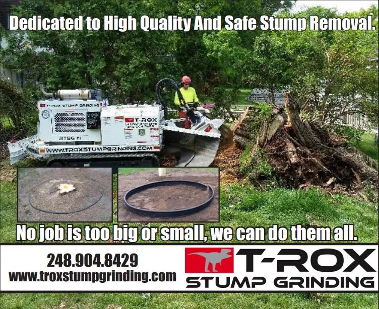 Local yard cleanup service for beautiful yards in Waterford, MI by T-Rox Stump Grinding
