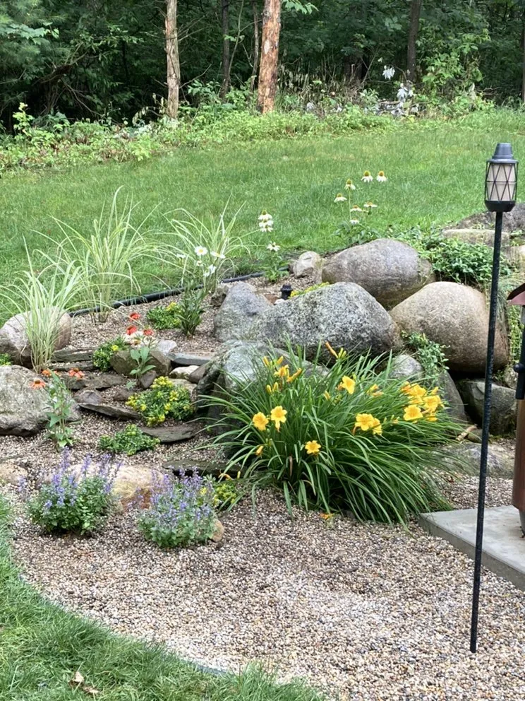 Affordable landscape installation in Gowen, MI by That Garden Girl