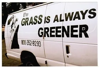 The Grass Is Always Greener Lawn Care Company Logo