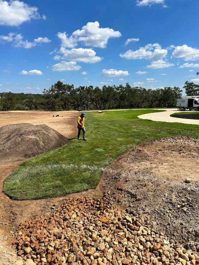 Professional outdoor landscaping for homes in Leander, TX by The Grass Patch