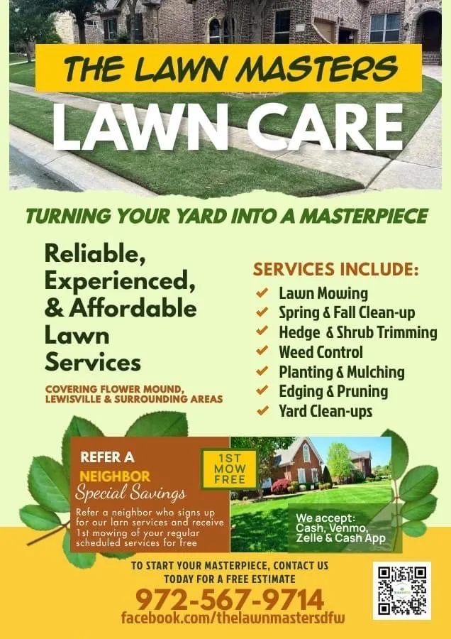 Professional lawn mowing service in Highland Village, TX by The Lawn Masters