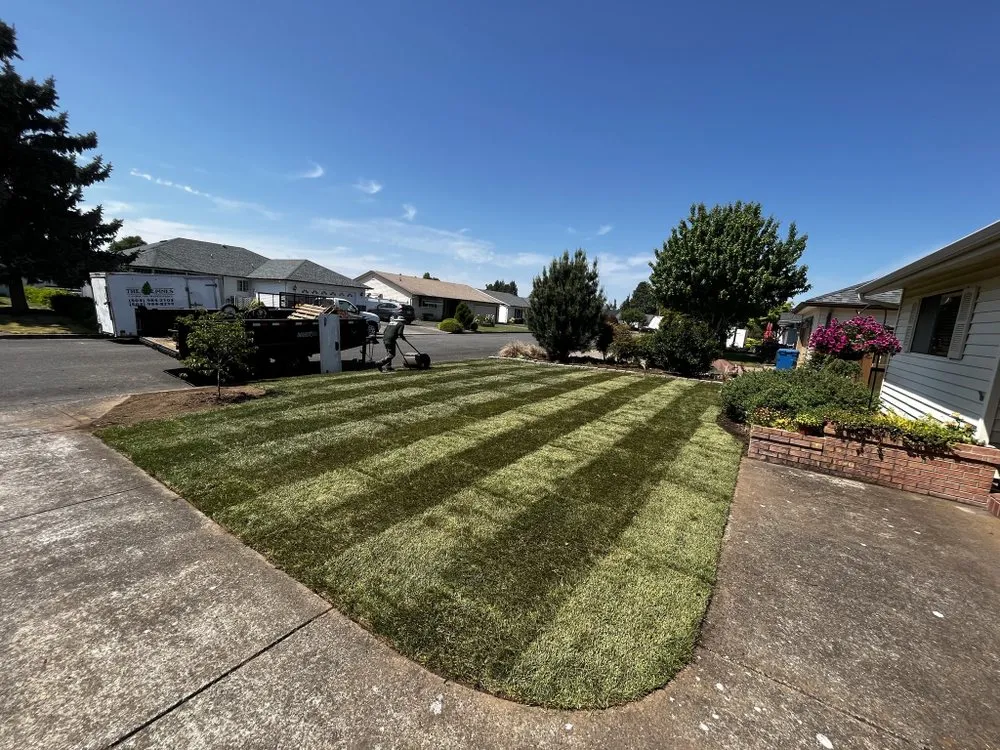 Affordable lawn mowing service in Woodburn, OR by The Pines Landscape