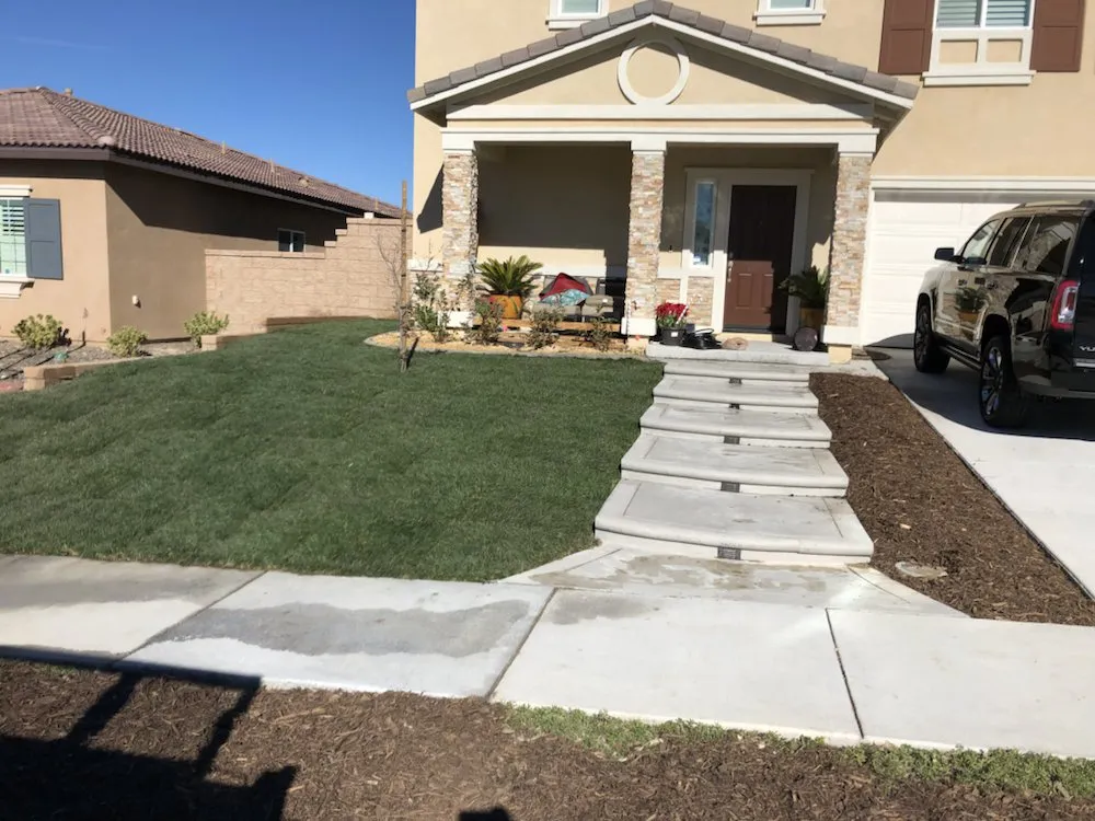 Custom landscape installation in Rialto, CA by The Turf Dr