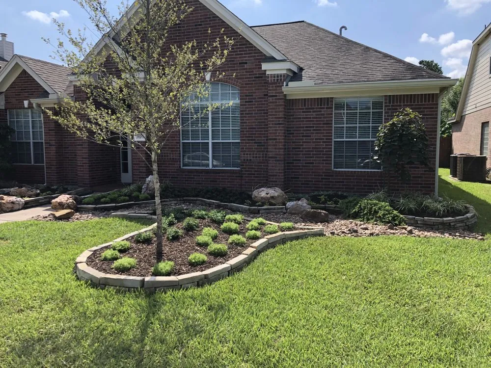 Affordable garden landscaping for homes in Hockley, TX by Theiss Landscape Works