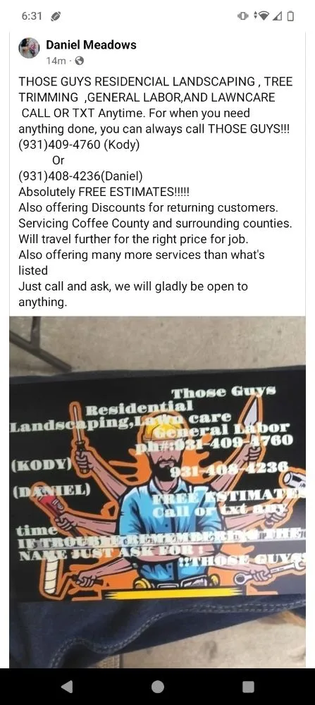 Trusted yard cleanup service near you across Manchester, TN - Those Guys Residential Landscaping, Lawn Care and General Labor