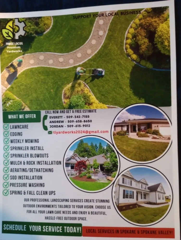 Professional yard maintenance in Spokane, WA by Three Locos Premium Yardworks