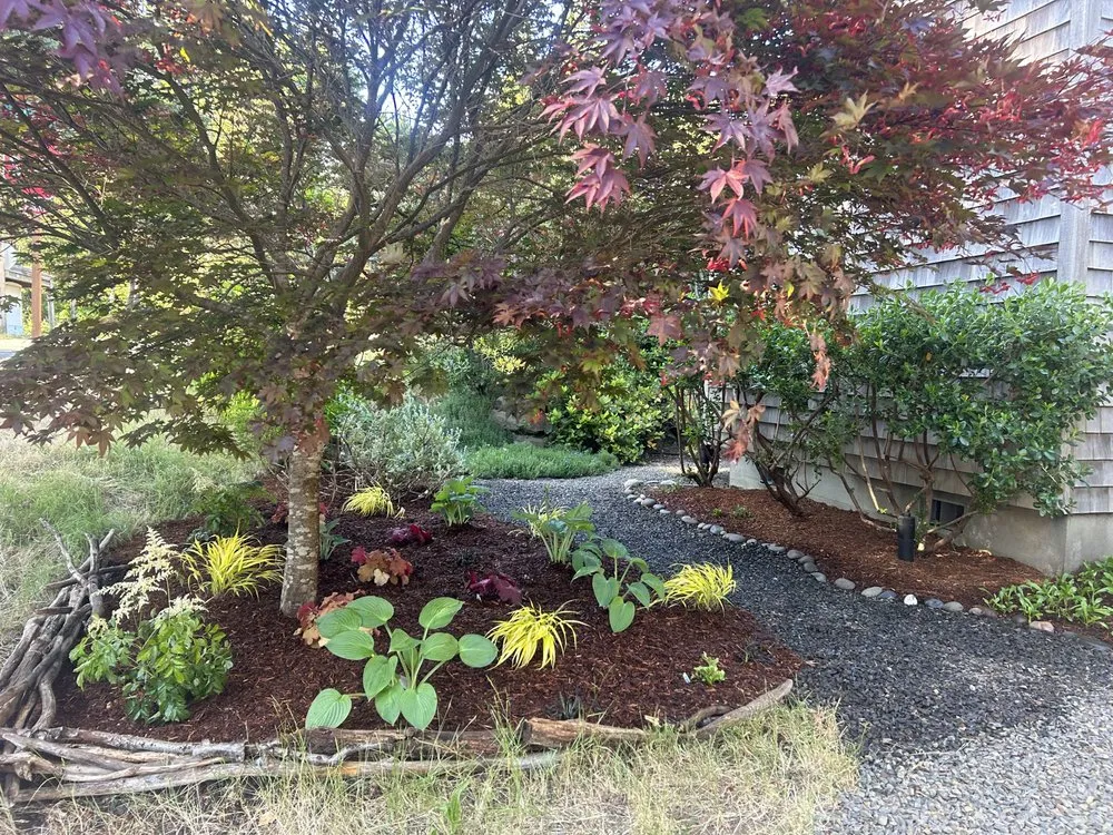 Reliable lawn mowing service with custom design in Astoria, OR by Tilly’s Garden