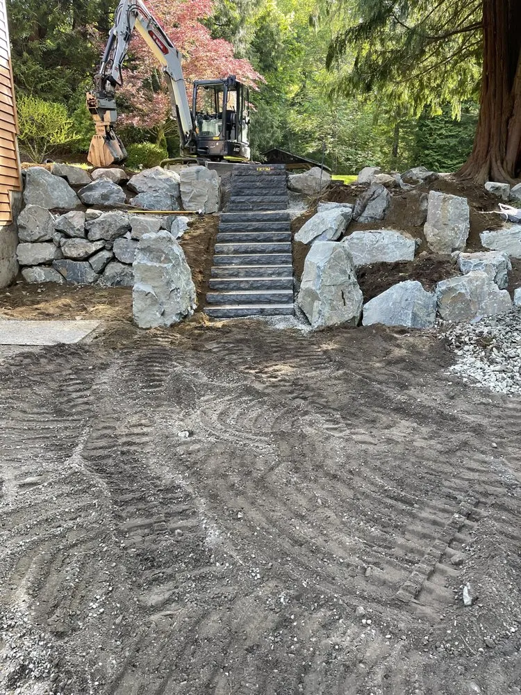 Affordable landscape installation with custom design in Duvall, WA by Titan Rockeries and Construction