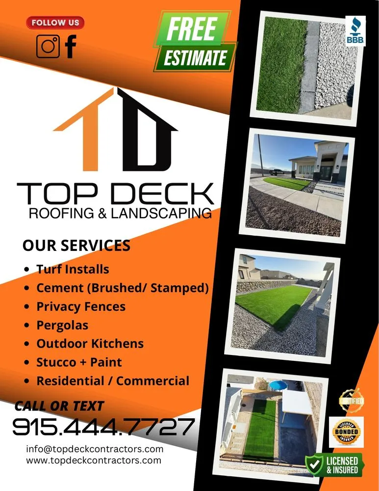 Local landscaping services for residential properties across El Paso, TX - Top Deck Contractors