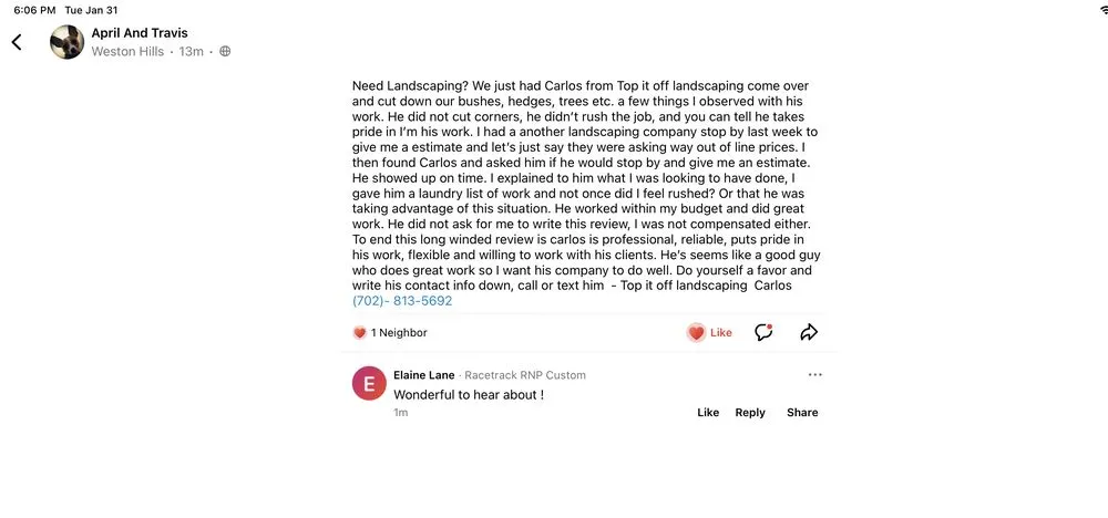 Top-rated lawn mowing service in Henderson, NV by Top It Off Landscaping