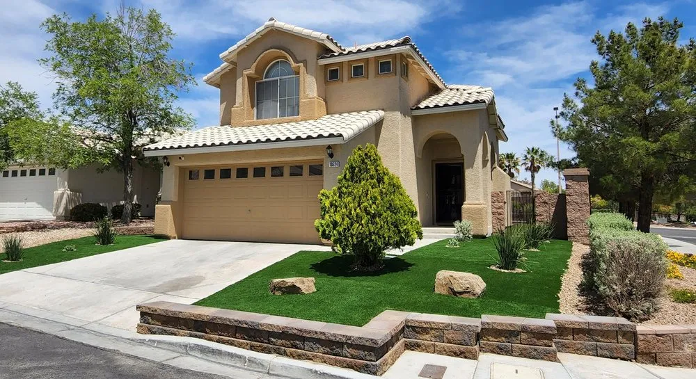 Professional landscape installation with custom design across Las Vegas, NV - Top Set Turf