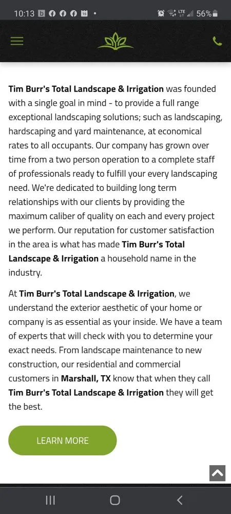 Professional landscape installation in Marshall, TX by Total landscape and irrigation