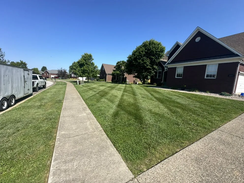 Custom outdoor landscaping with custom design in Mount Washington, KY by T&R Dependable Lawn Care