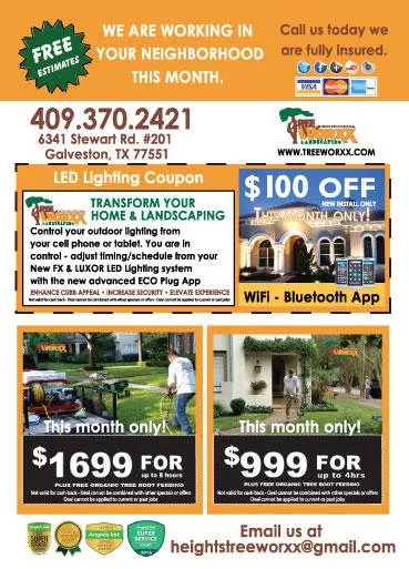 Trusted lawn care service in Galveston, TX by Tree Worxx