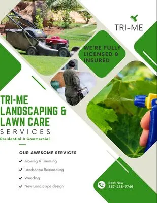 Tri-me Bloom and Groom Landscaping Logo