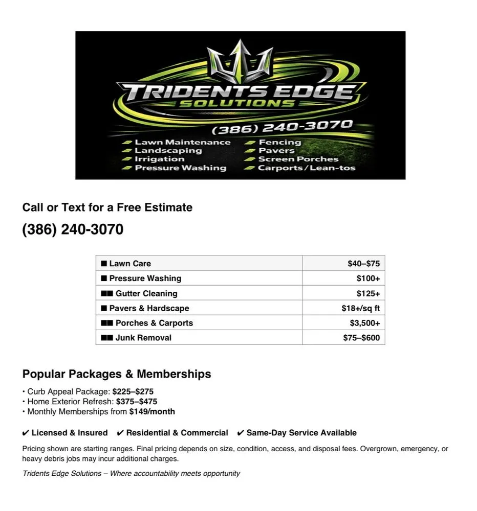 Reliable outdoor landscaping in Palatka, FL - Tridents Edge Solutions