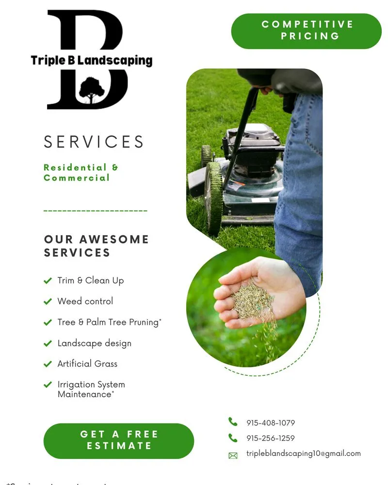 Expert lawn mowing service for year-round maintenance in Horizon City, TX by Triple B Landscaping