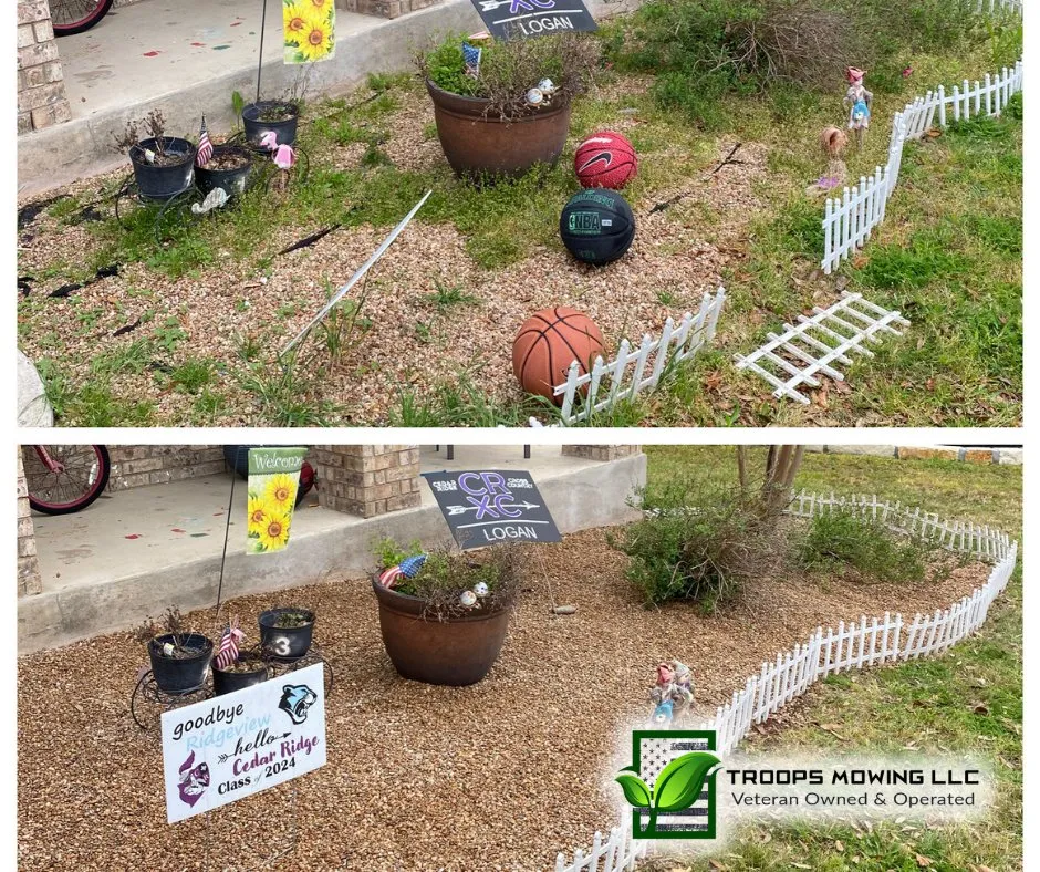 Local landscape design for residential properties in Hutto, TX by Troops Mowing