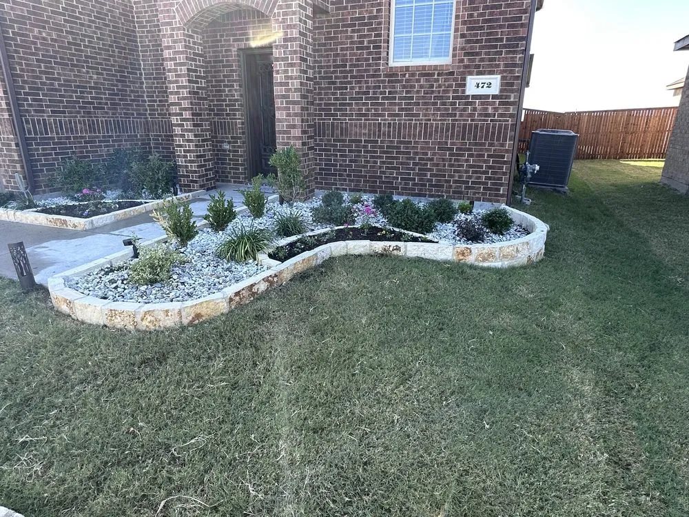 Professional outdoor landscaping with custom design in Rockwall, TX by Tropical John's Organic Gardens