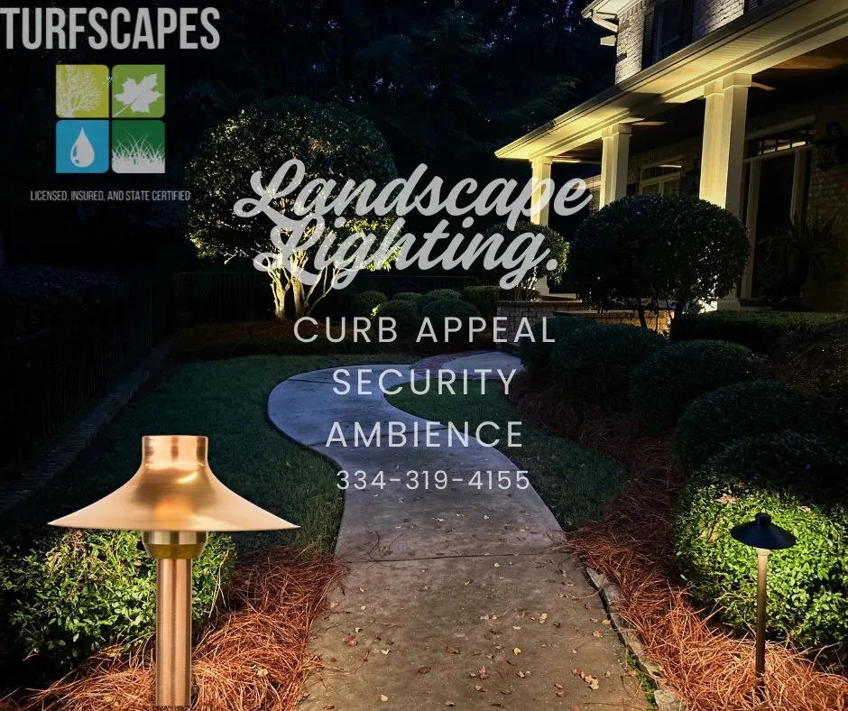 Custom landscape installation with custom design across Auburn, AL - Turfscapes Outdoor Lighting