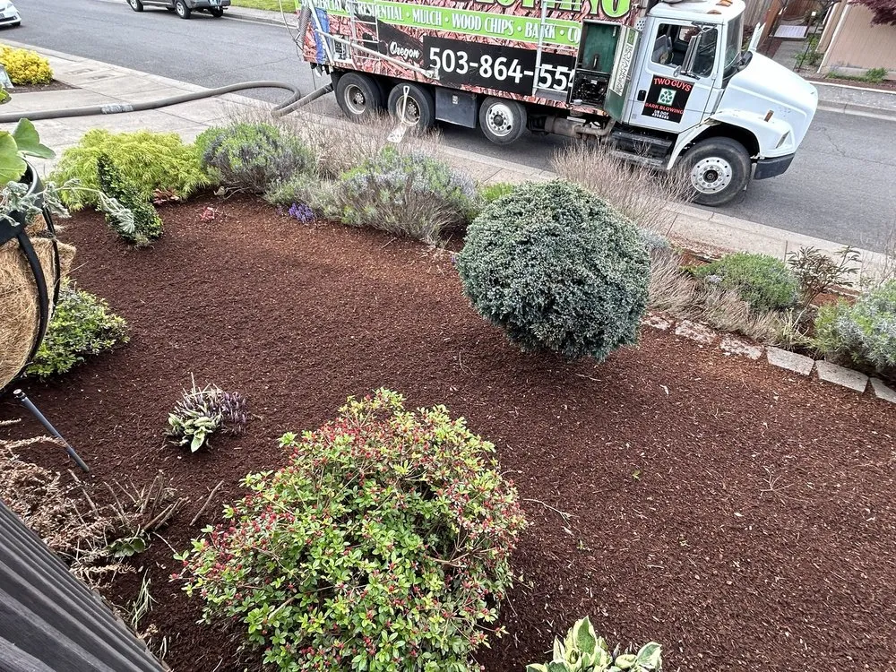 Trusted landscape design in Dayton, OR by Two Guys Bark Blowing