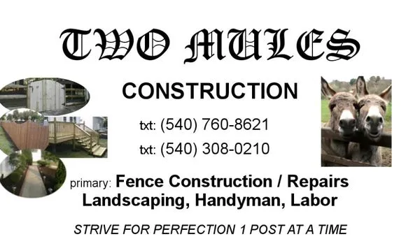 Two Mules Construction Logo