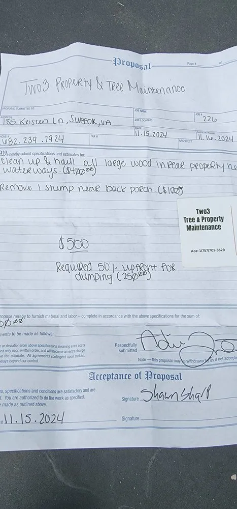 Professional yard cleanup service with custom design across Chesapeake, VA - Two3 Tree & Property Maintenance