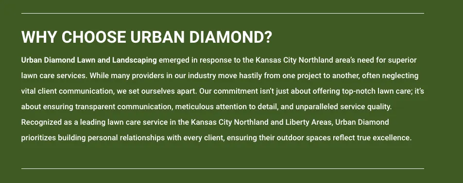 Professional residential landscaping for outdoor upgrades in Kansas City, MO by Urban Diamond Lawn