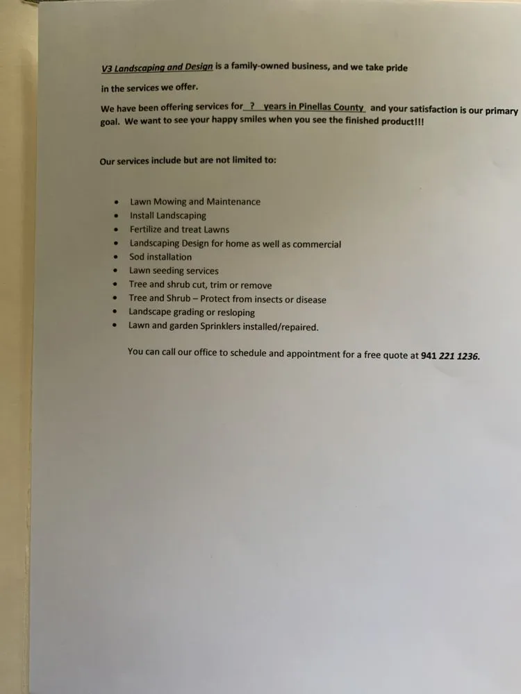 Expert lawn care service experts serving Dunedin, FL - V3 Landscaping and Design