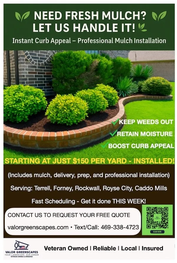 Top-rated outdoor landscaping in Terrell, TX by Valor GreenScapes