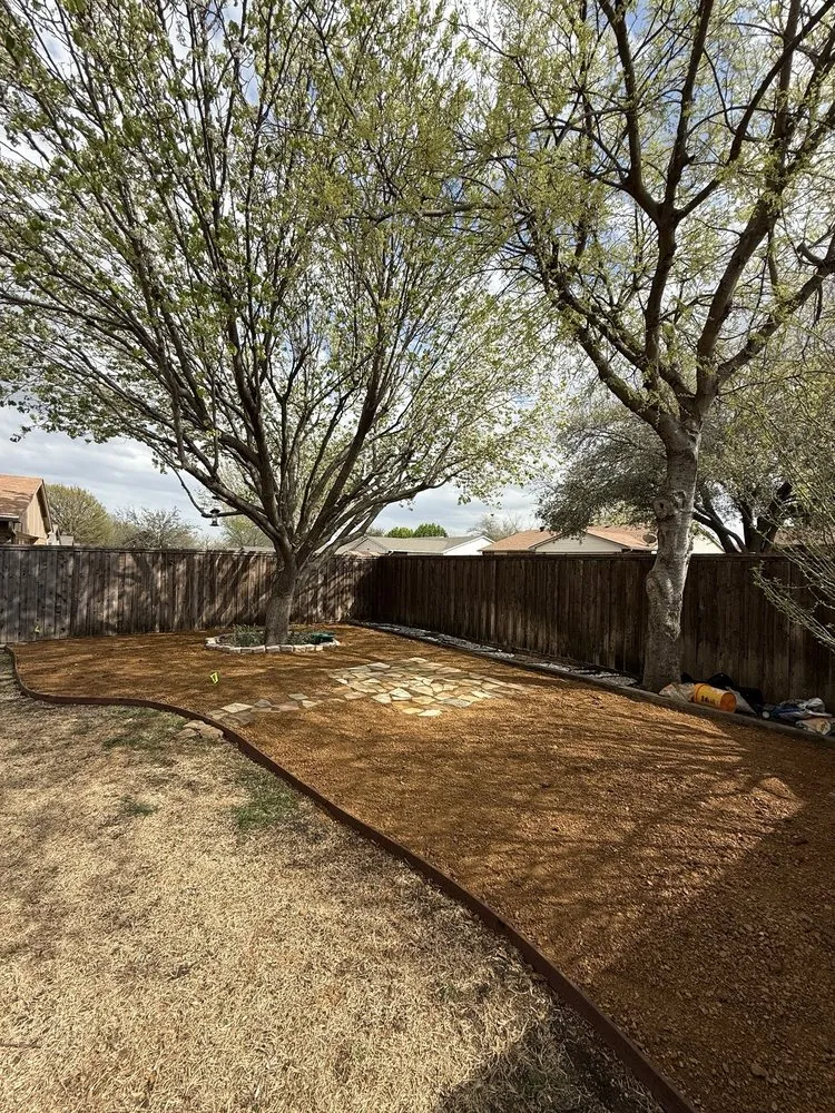 Custom outdoor landscaping with custom design in Plano, TX by Vasquez lawn service
