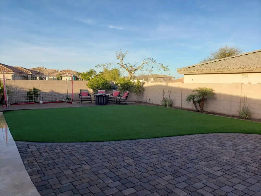 Custom landscape installation with custom design in El Mirage, AZ by Vega's Turf and Pavers