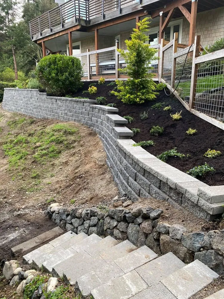 Custom landscape installation with custom design across Belfair, WA - Vicente Landscapes