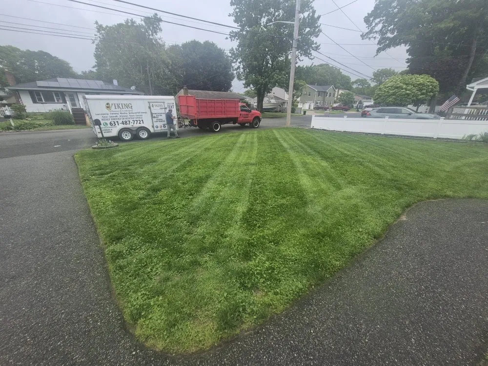 Expert yard cleanup service for residential properties in Medford, NY by Viking