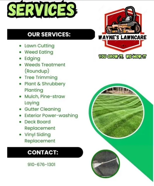 Affordable lawn mowing service for residential properties in Smithfield, NC by Wayne's Lawn Care