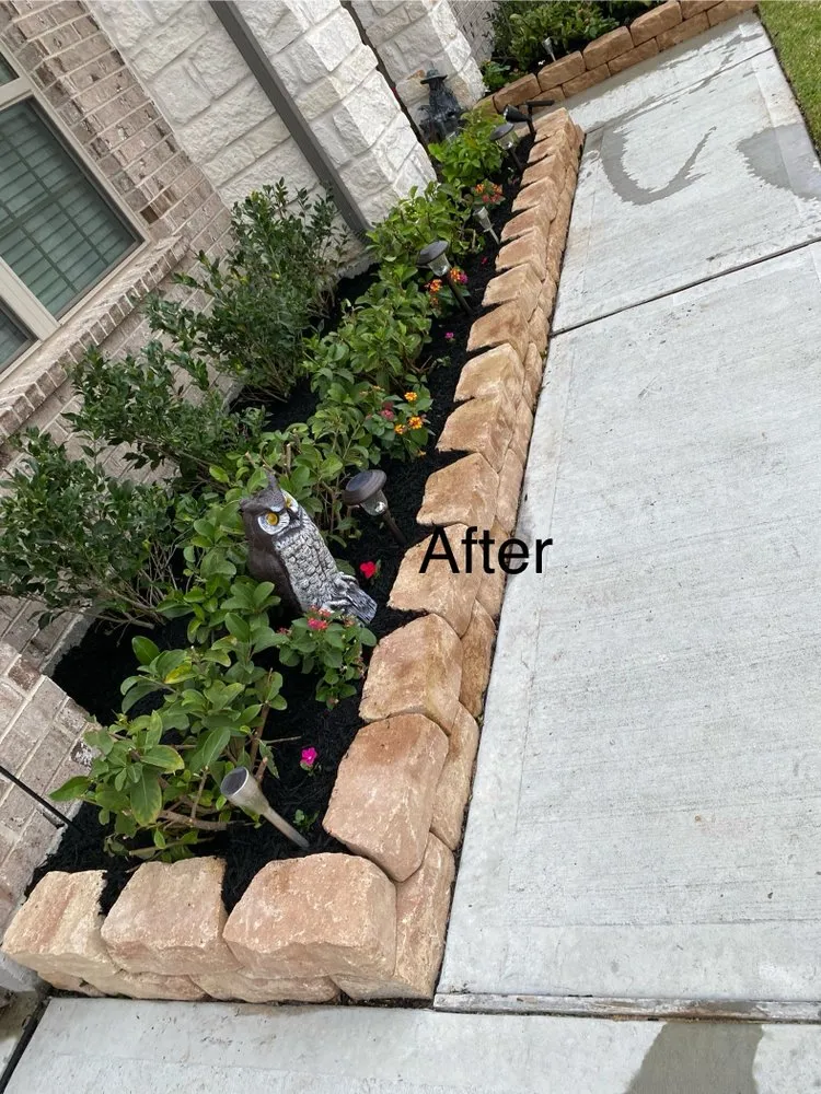 Custom garden landscaping for homes across Houston, TX - Whit love Lawn Care Service