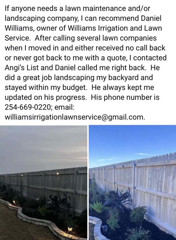 Affordable landscape design in Killeen, TX by Williams Irrigation and Lawn Service