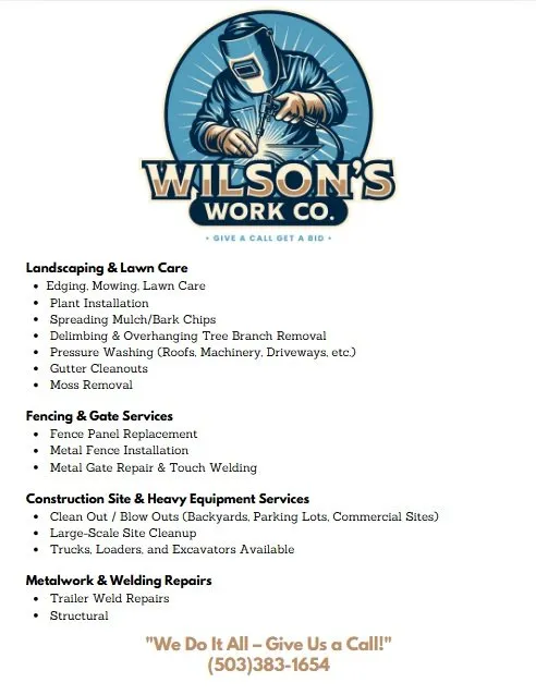 Custom yard cleanup service experts serving Brooks, OR - Wilson's Work