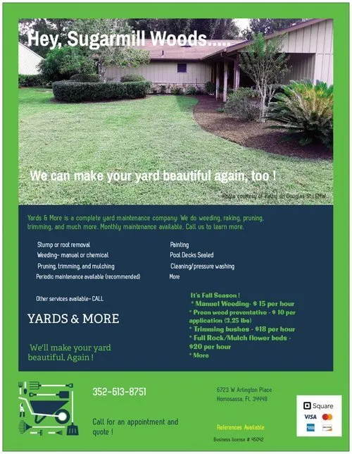 Expert yard maintenance in Homosassa, FL by Yards & More